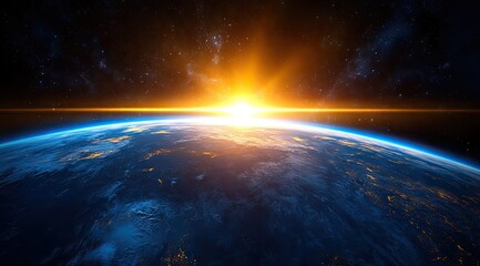 Earth rising, sunrise, space