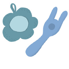 Pastel Baby Toys - Hand Drawn Vector of Teether and Soft Rattle