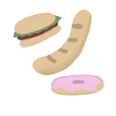 Cartoon Food Toy Set - Donut, Sausage, and Burger for Kids Pretend Play