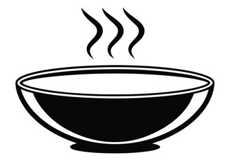 Stylized Monochrome Soup Icon Silhouette for Kitchen, Cooking, or Dining Themes