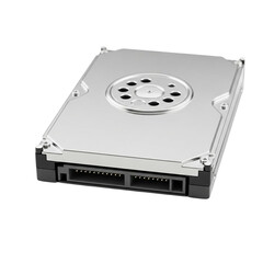 Internal hard drive storage device for computer data storage isolated on transparent background