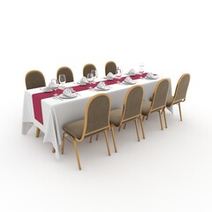 3d render Banquet Table and Chair design element Furniture