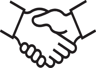 Thin line icon of handshake. Concept of agreement, partnership, collaboration, business, deal, teamwork, contract, cooperation, trust, unity, connection