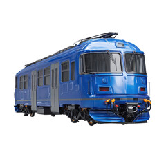 Obraz premium A blue passenger train on transparent Background