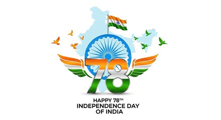 Fototapeta premium 15th August Independence Day concept with English text of background for poster and card.