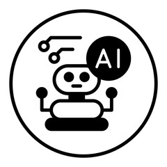 Obraz premium Robotic AI Vector Icon