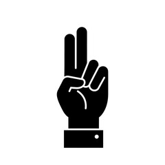 Fototapeta premium Hand showing two fingers up in a peace or victory gesture isolated on white background