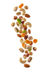 Obraz premium A flying mixed nuts on a transparent background 