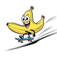 Funny Cartoon Illustration of a Smiling Banana Character
