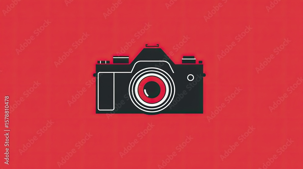 Poster a solid red background displays a camera icon in isolation.