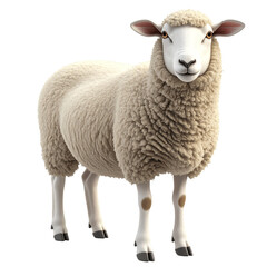 Fototapeta premium 3D sheep icon isolated on transparent background. PNG
