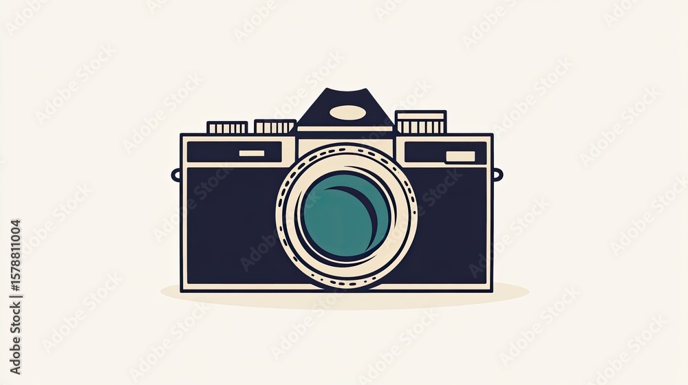 Poster a minimalist camera icon with clean lines is displayed in the stock photo.
