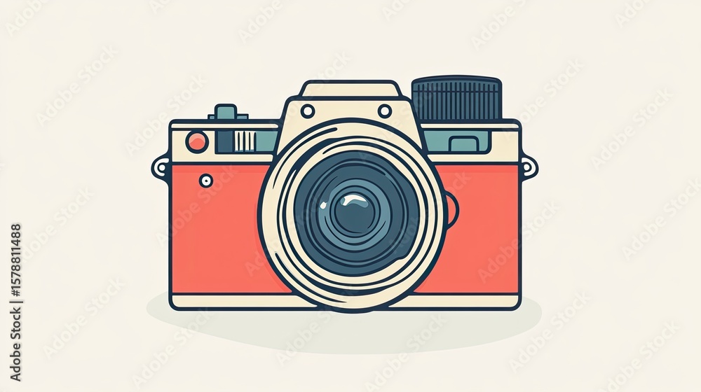 Poster a minimalist camera icon with clean lines is displayed in a solid, muted blue color.