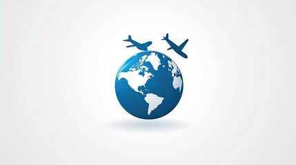 Fototapeta premium The stock photo shows a globe with an airplane superimposed on it, representing travel and global connections.