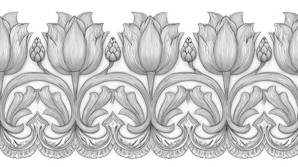 Elegant, repeating floral border design
