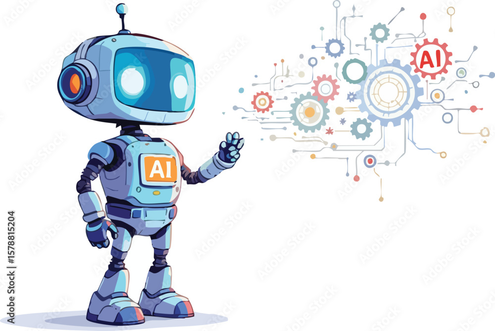Poster futuristic robot with ai connection conceptualizing artificial intelligence and technology advanceme