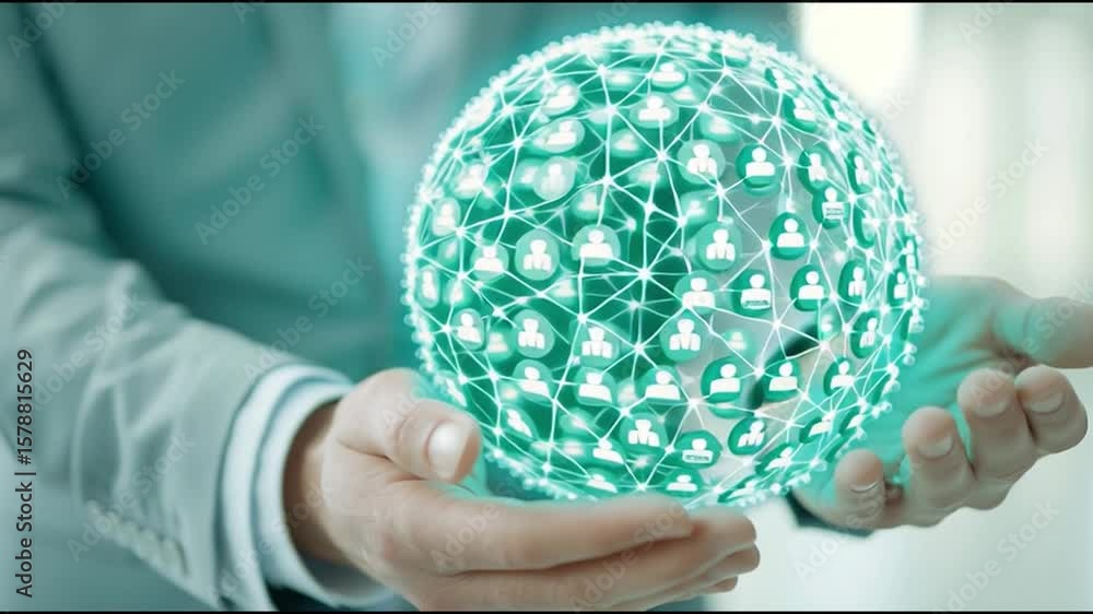Aufkleber a person holding a luminous digital globe, representing global connectivity and networking. the glob