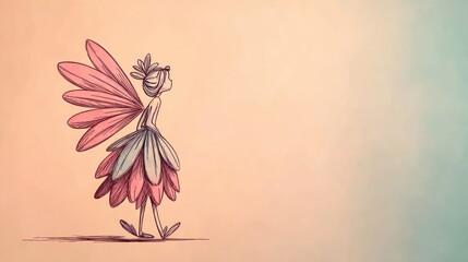 A whimsical fairy gazes upwards