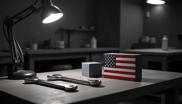 Labor Day Workshop Scene – American Flag, Wrenches & Wooden Work Table

Patriotic Labor Day Setting – Tools and Flag on Rustic Wood Surface

Wrenches and U.S. Flag – Classic Labor Day Workshop Table S