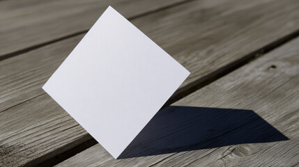 A blank notecard on light wood, embodying simplicity and natural beauty.
