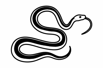 Obraz premium A black and white drawing of a striped snake isolated on white background