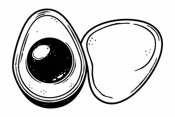 A sliced avocado is isolated on white background