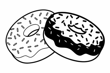 Two donuts with sprinkles are isolated on white background