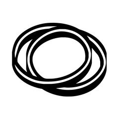 Three black oval shapes overlapping each other creating a circular design on a white background art