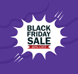 Black Friday Sale Flyer – 40% Off Purple Background Promotion Banner