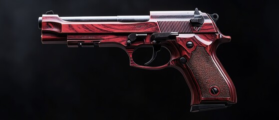 Handgun on empty dark background, pistols and guns for shooting