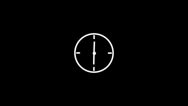 Abstract spinning clock icon animation on black background. - Powered by Adobe