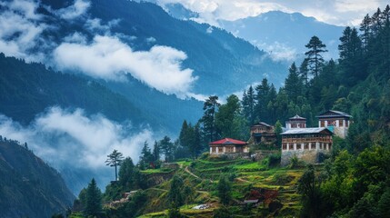 A hidden monastery nestled in a Himalayan fastness offers serenity and spiritual retreat far from the noise of civilization