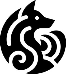 silhouette vector illustration sketch detail design icon logo symbol animal mythology fox classic vintage ethnic traditional abstract modern 