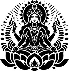 silhouette vector illustration sketch detail design icon logo symbol god goddess mythology hindu classic vintage ethnic traditional