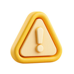 Yellow Exclamation Mark Warning Sign isolated on a transparent background alert caution