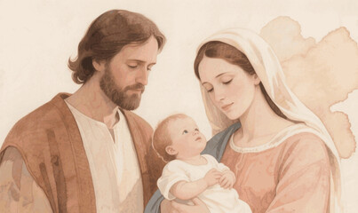 Sanctuary Wash Holy Family isolated watercolor vector illustration svg © Arun168