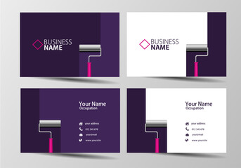 painting a wall business card. paint roller visiting card template two sides