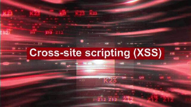 Cross-site scripting (XSS) words in hacking On Digital Background.