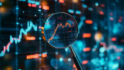 Magnifying Glass on Stock Market Chart