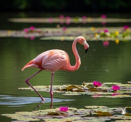 pink flamingo in water
