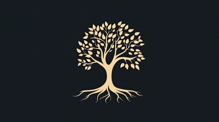 A clean-lined vector logo shows a tree with branches and roots.