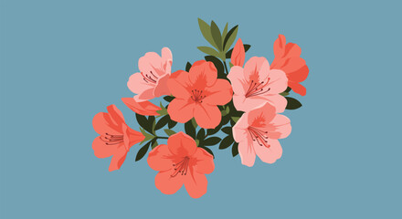 Vibrant Azalea Blossom Cluster Illustration