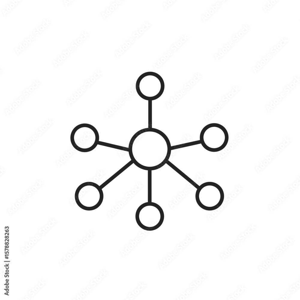 Poster network connection graphic; central node linked to six peripheral nodes.