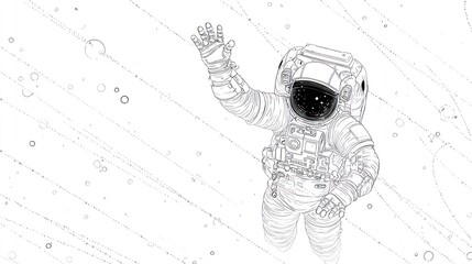 Astronaut in space, line art