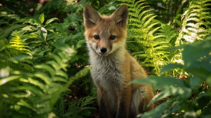 Fox in lush green forest wildlife photography nature daylight close-up focus adventure