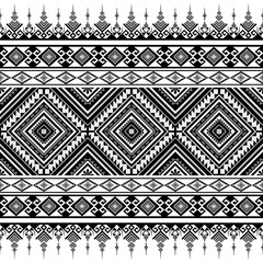 Abstract tribal black and white Ethnic pattern.