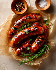 Glazed Grilled Sausages with Herbs and Spices