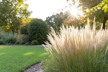 Ornamental grass in sunlight