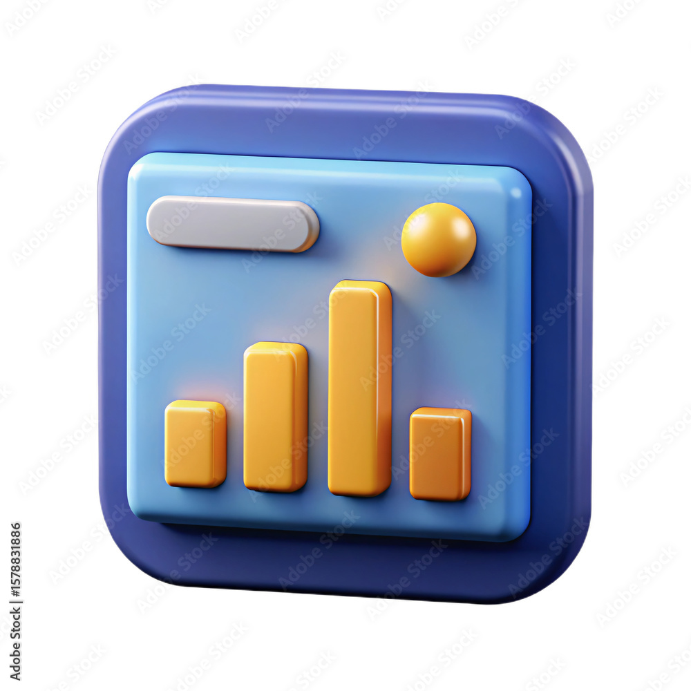 Poster 3d bar chart icon with transparent background a modern and unique design for data visualization and 