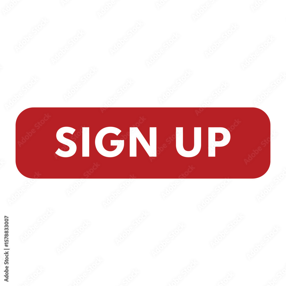 Fototapete a red sign up button is isolated on white background, inviting users to register or create an accoun